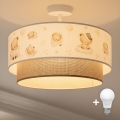 Brilagi - LED bērnu virsmas griestu lampa BOBO 1xE27/60W/230V Ø 40 cm balta/bēša/ar lācīšiem