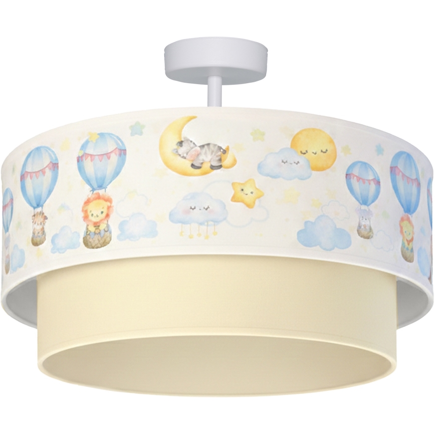 Brilagi-LED Bērnu virsmas griestu lampa BOBO 1xE27/60W/230V Ø 40 cm balta/bēša/dzīvnieku motīvs