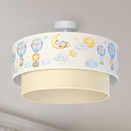 Brilagi-LED Bērnu virsmas griestu lampa BOBO 1xE27/60W/230V Ø 40 cm balta/bēša/dzīvnieku motīvs