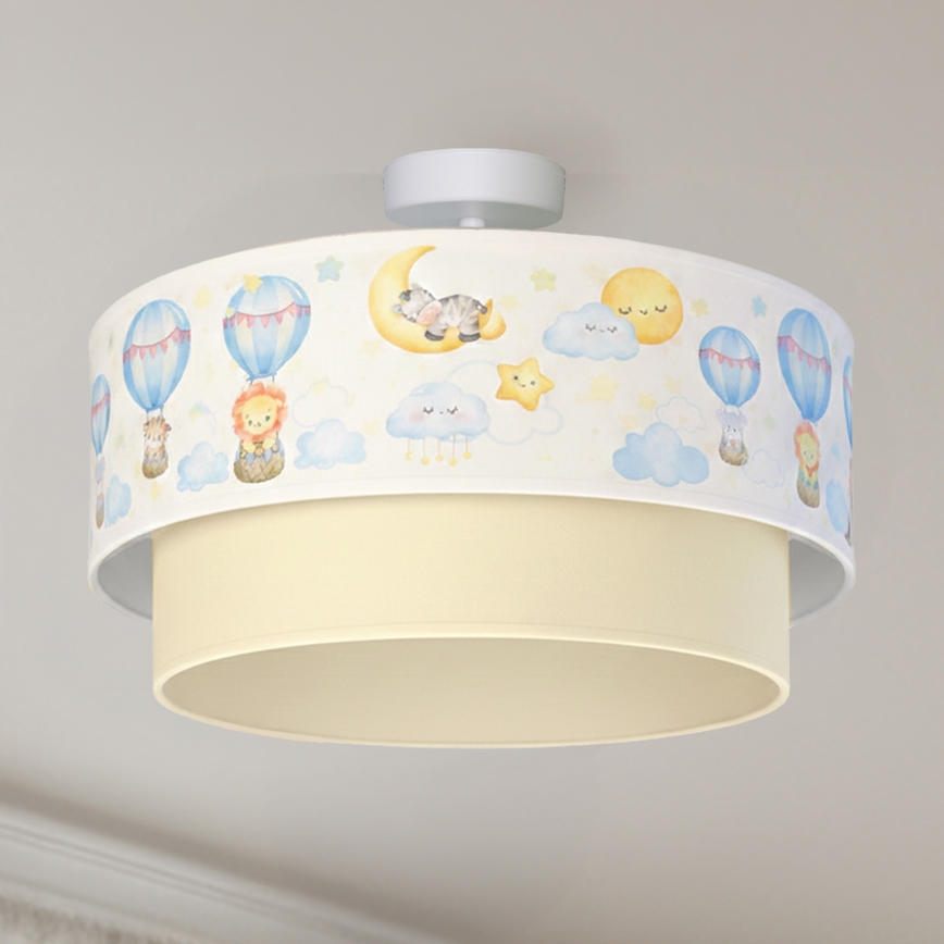 Brilagi-LED Bērnu virsmas griestu lampa BOBO 1xE27/60W/230V Ø 40 cm balta/bēša/dzīvnieku motīvs