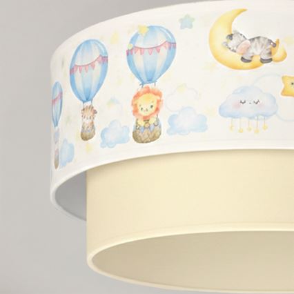 Brilagi-LED Bērnu virsmas griestu lampa BOBO 1xE27/60W/230V Ø 40 cm balta/bēša/dzīvnieku motīvs