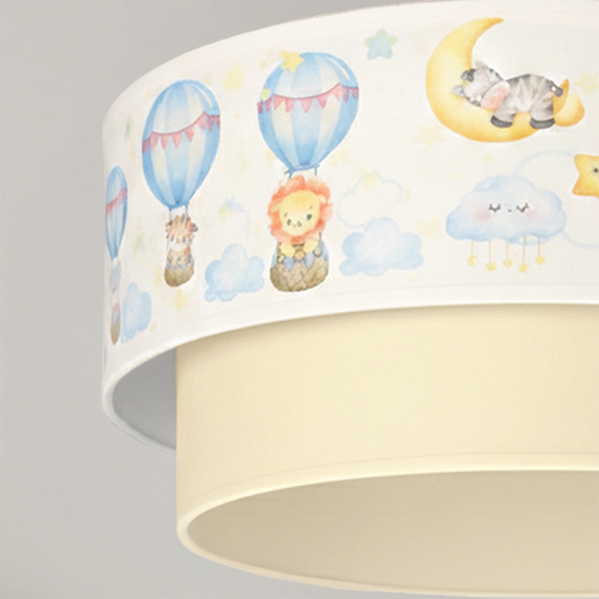 Brilagi-LED Bērnu virsmas griestu lampa BOBO 1xE27/60W/230V Ø 40 cm balta/bēša/dzīvnieku motīvs