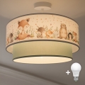 Brilagi - LED bērnu virsmas griestu lampa BOBO 1xE27/60W/230V Ø 40 cm balta/zaļa/ar dzīvnieku motīviem