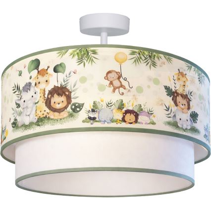 Brilagi - LED bērnu virsmas montējamā griestu lampa BOBO 1xE27/60W/230V pr. 40 cm krēmkrāsa/zaļa/džungļu