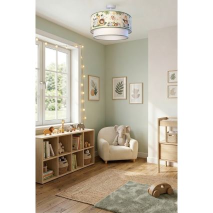 Brilagi - LED bērnu virsmas montējamā griestu lampa BOBO 1xE27/60W/230V pr. 40 cm krēmkrāsa/zaļa/džungļu