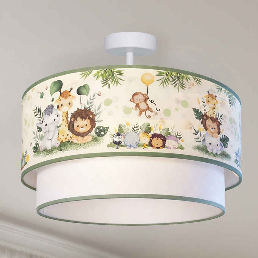 Brilagi - LED bērnu virsmas montējamā griestu lampa BOBO 1xE27/60W/230V pr. 40 cm krēmkrāsa/zaļa/džungļu