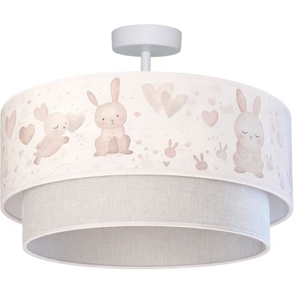 Brilagi - LED bērnu virsmas griestu lampa BOBO 1xE27/60W/230V Ø 40 cm krēmkrāsaina/pelēka/ar zaķīšiem