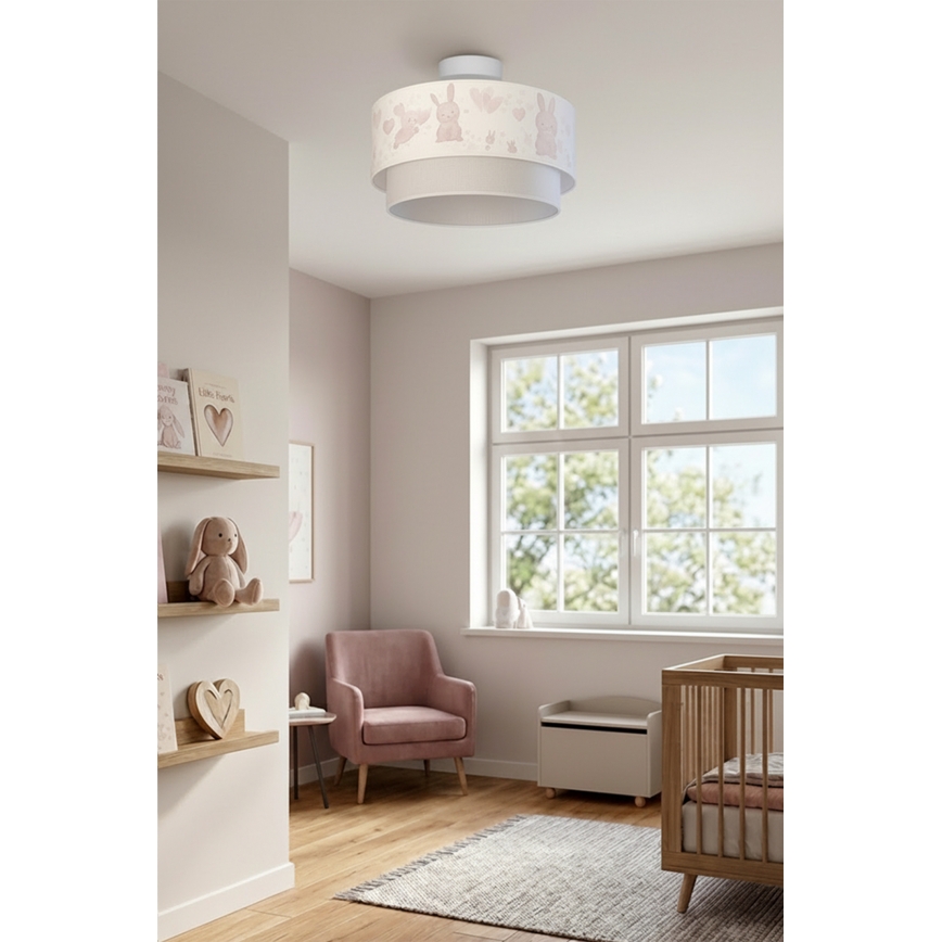 Brilagi - LED bērnu virsmas griestu lampa BOBO 1xE27/60W/230V Ø 40 cm krēmkrāsaina/pelēka/ar zaķīšiem