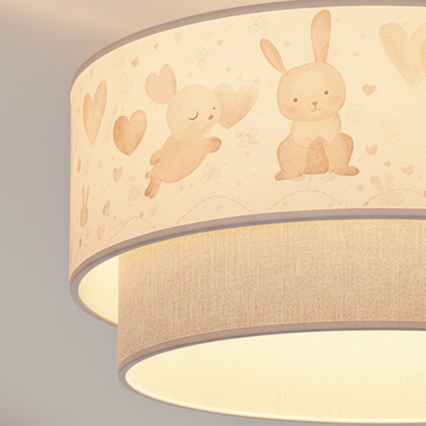 Brilagi - LED bērnu virsmas griestu lampa BOBO 1xE27/60W/230V Ø 40 cm krēmkrāsaina/pelēka/ar zaķīšiem
