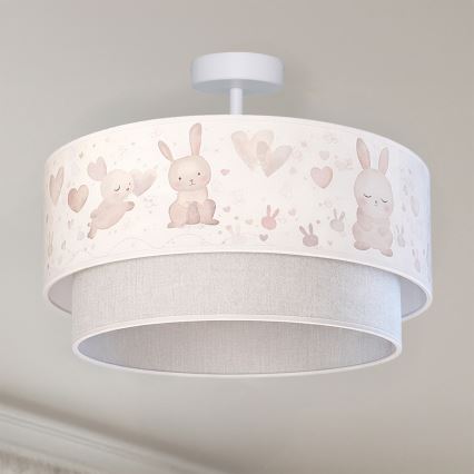 Brilagi - LED bērnu virsmas griestu lampa BOBO 1xE27/60W/230V Ø 40 cm krēmkrāsaina/pelēka/ar zaķīšiem
