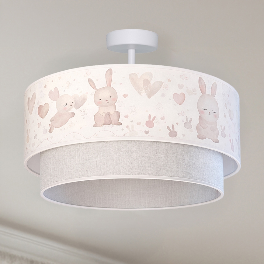 Brilagi - LED bērnu virsmas griestu lampa BOBO 1xE27/60W/230V Ø 40 cm krēmkrāsaina/pelēka/ar zaķīšiem