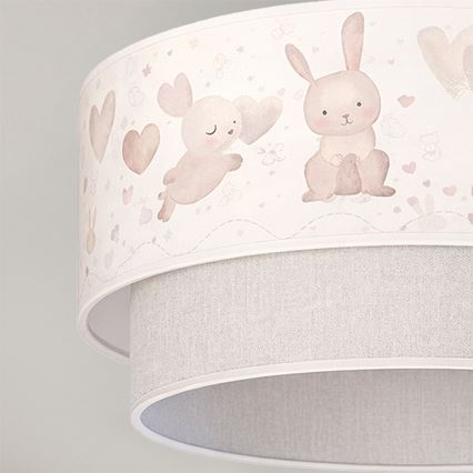 Brilagi - LED bērnu virsmas griestu lampa BOBO 1xE27/60W/230V Ø 40 cm krēmkrāsaina/pelēka/ar zaķīšiem