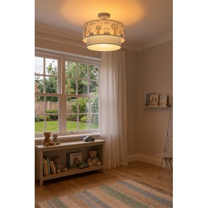 Brilagi - LED bērnu virsmas montējamā griestu lampa BOBO 1xE27/60W/230V Ø 40 cm krēmkrāsa/zila/lāču motīvs