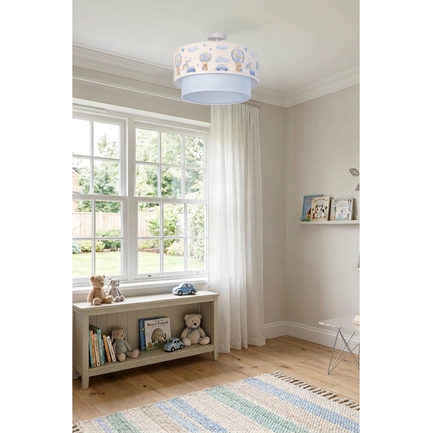 Brilagi - LED bērnu virsmas montējamā griestu lampa BOBO 1xE27/60W/230V Ø 40 cm krēmkrāsa/zila/lāču motīvs