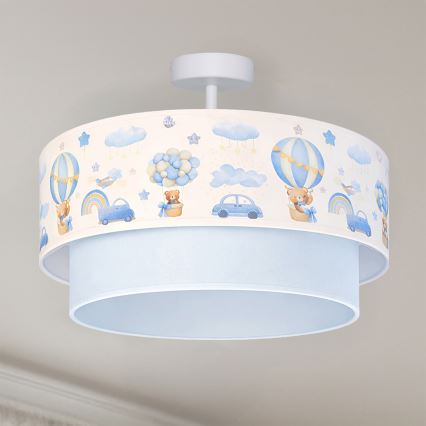 Brilagi - LED bērnu virsmas montējamā griestu lampa BOBO 1xE27/60W/230V Ø 40 cm krēmkrāsa/zila/lāču motīvs