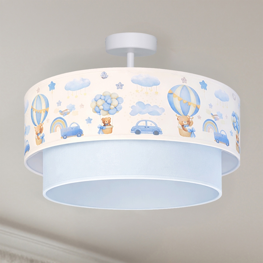 Brilagi - LED bērnu virsmas montējamā griestu lampa BOBO 1xE27/60W/230V Ø 40 cm krēmkrāsa/zila/lāču motīvs