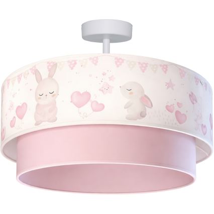 Brilagi - LED bērnu virsmas griestu lampa BOBO 1xE27/60W/230V pr. 40 cm krēmkrāsas/rozā/ar zaķīšiem