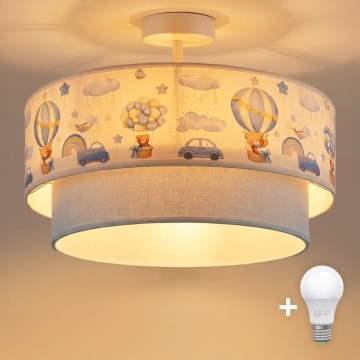 Brilagi - LED bērnu virsmas montējamā griestu lampa BOBO 1xE27/60W/230V Ø 40 cm krēmkrāsa/zila/lāču motīvs