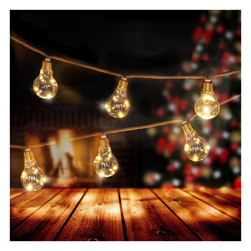 Brilagi - LED Dekoratīva virtene 10xLED/3xAA 1,8m silti balta