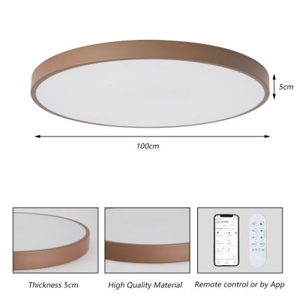 Brilagi - Regulējams LED gaismeklis POOL SMART LED/128W/230V Ø 100 cm 3000–6000K Wi-Fi Tuya + tālvadības pults brūns