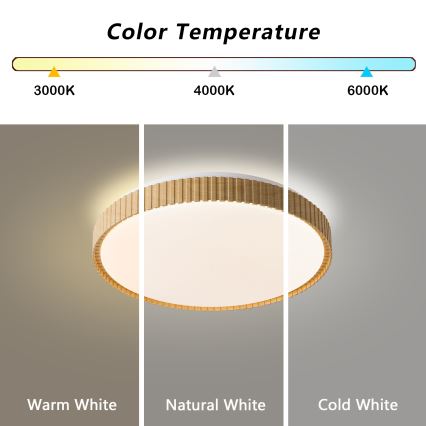 Brilagi - aptumšojama LED griestu lampa CORVO LED/72W/230V 3000-6000K, koka dekors, diametrs 50 cm + tālvadības pults