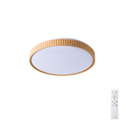 Brilagi - aptumšojama LED griestu lampa CORVO LED/72W/230V 3000-6000K, koka dekors, diametrs 50 cm + tālvadības pults