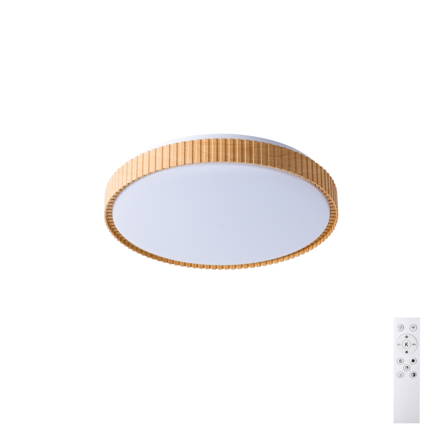 Brilagi - aptumšojama LED griestu lampa CORVO LED/72W/230V 3000-6000K, koka dekors, diametrs 50 cm + tālvadības pults