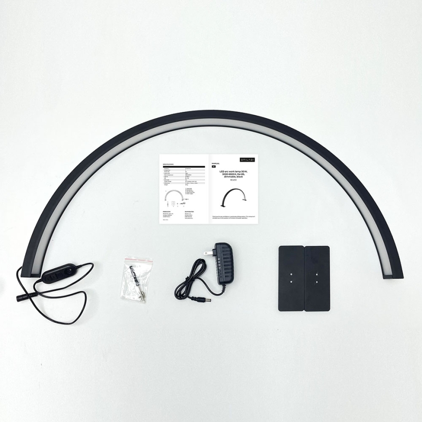 Brilagi - LED regulējama loka galda lampa RADIO LED/30W/24/230V 3000/4000/6500K melna