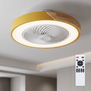 Brilagi - LED dimējama griestu lampa ar ventilatoru LED/38W/230V 3000-6500K 3000-6500K diametrs 50 cm zelta/ozols + ar tālvadības pulti