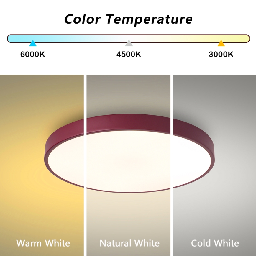 Brilagi - LED dimējama griestu lampa POOL LED/60W/230V 3000-6000K diam. 50 cm burgundsarkans + ar tālvadības pulti