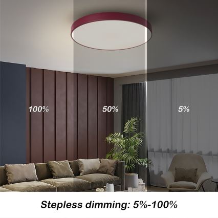 Brilagi - LED dimējama griestu lampa POOL LED/60W/230V 3000-6000K diam. 50 cm burgundsarkans + ar tālvadības pulti