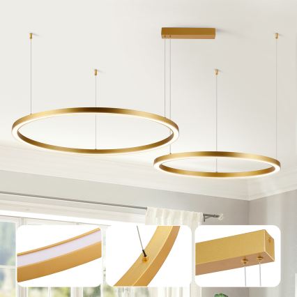 Brilagi - LED lustrs ar regulējamu spilgtumu uz troses PORTOFINO LED/98W/230V 3000-6000K zelta + ar tālvadības pulti