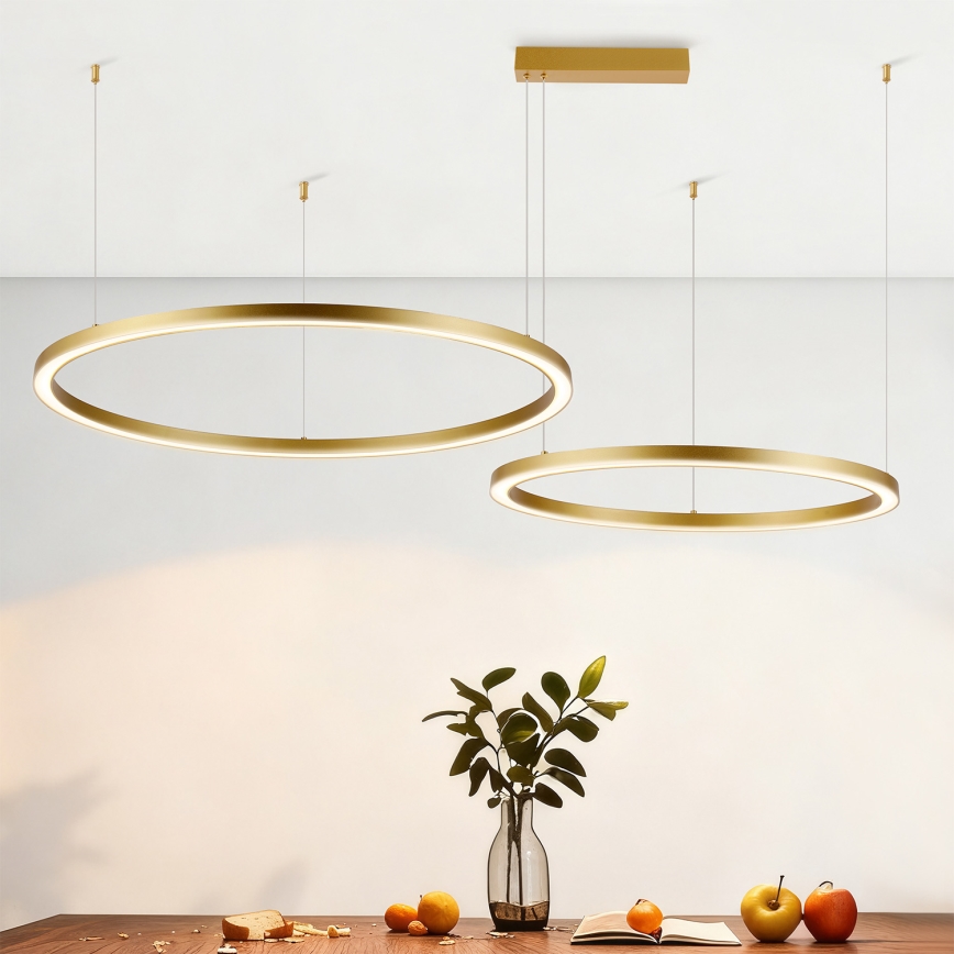 Brilagi - LED lustrs ar regulējamu spilgtumu uz troses PORTOFINO LED/98W/230V 3000-6000K zelta + ar tālvadības pulti
