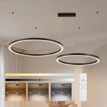 Brilagi - LED dimējama lustra uz troses PORTOFINO LED/98W/230V 3000-6000K melna + tālvadības pults