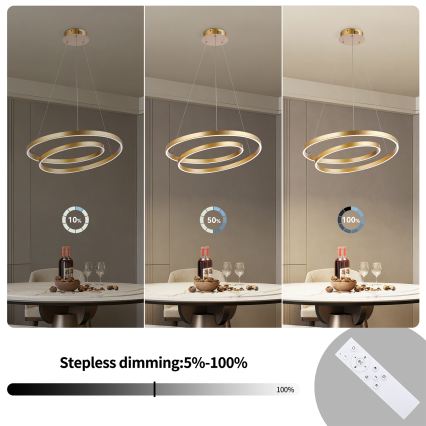 Brilagi - LED dimējama piekaramā lampa TWISTER LED/48W/230V 3000-6000K Ø 50 cm zelta + ar tālvadības pulti