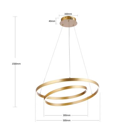 Brilagi - LED dimējama piekaramā lampa TWISTER LED/48W/230V 3000-6000K Ø 50 cm zelta + ar tālvadības pulti