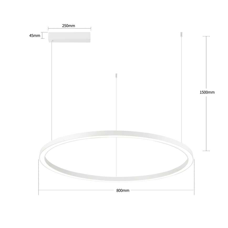 Brilagi - regulējama LED lustra uz troses PORTOFINO LED/60W/230V 3000-6000K Ø 80 cm balta + tālvadības pults