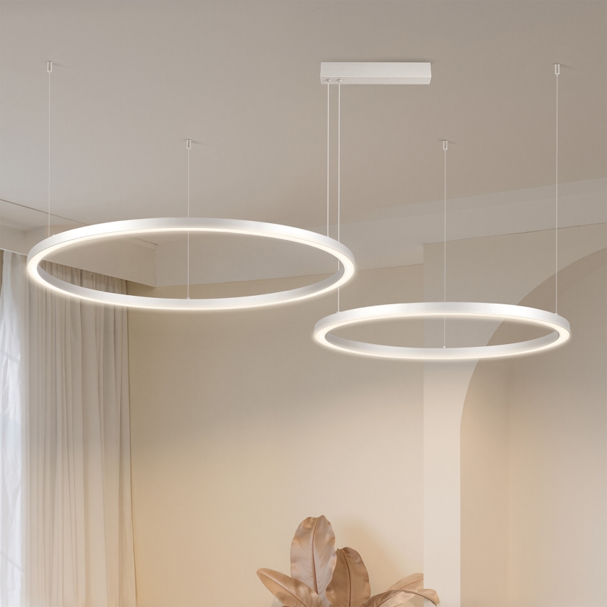 Brilagi - LED regulējama lustra uz troses PORTOFINO LED/98W/230V 3000-6000K sudraba + tālvadības pults