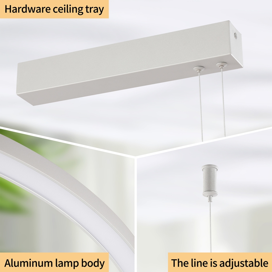 Brilagi - LED regulējama lustra uz troses PORTOFINO LED/98W/230V 3000-6000K sudraba + tālvadības pults