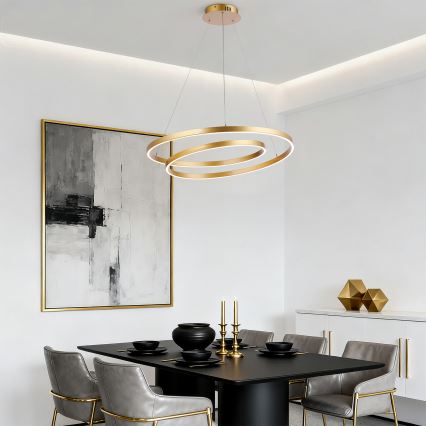 Brilagi - LED dimmējama lustra uz troses TWISTER LED/75W/230V 3000-6000K Ø 70 cm zelta + tālvadības pults