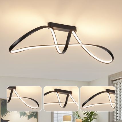 Brilagi - LED ar regulējamu spilgtumu virsmas montējamā griestu lampa TWISTER LED/60W/230V 3000-6000K melna + tālvadības pults