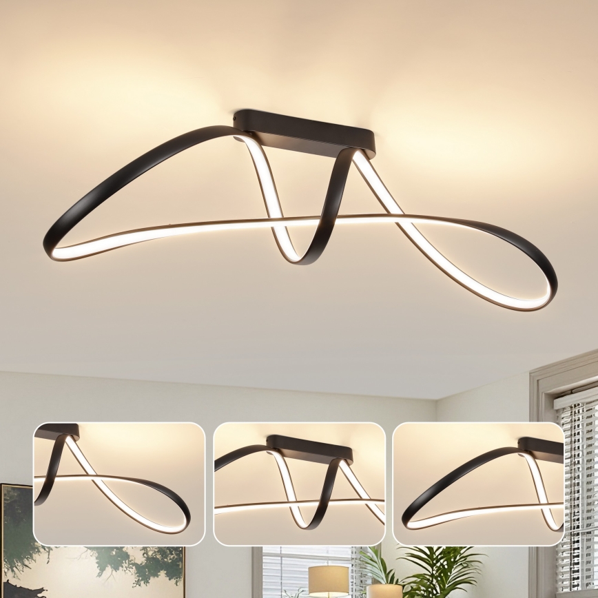 Brilagi - LED ar regulējamu spilgtumu virsmas montējamā griestu lampa TWISTER LED/60W/230V 3000-6000K melna + tālvadības pults