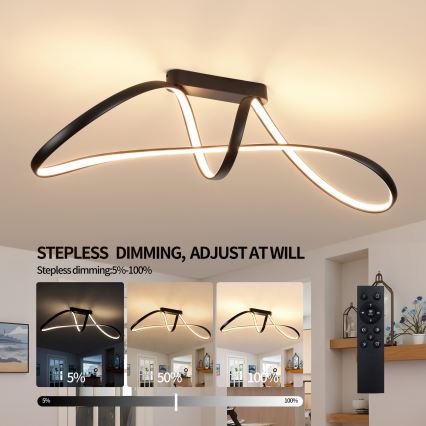 Brilagi - LED ar regulējamu spilgtumu virsmas montējamā griestu lampa TWISTER LED/60W/230V 3000-6000K melna + tālvadības pults
