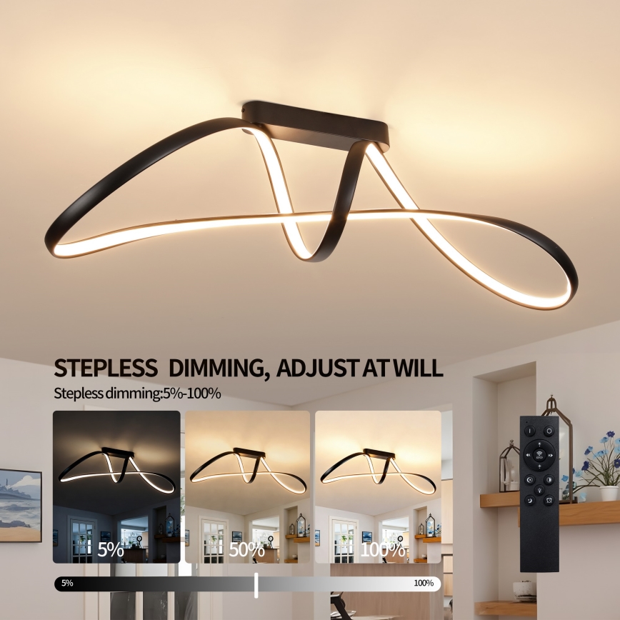 Brilagi - LED ar regulējamu spilgtumu virsmas montējamā griestu lampa TWISTER LED/60W/230V 3000-6000K melna + tālvadības pults