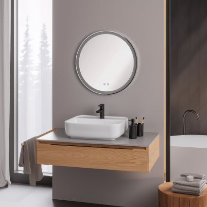 Brilagi - LED ar regulējamu spilgtumu vannas istabas apsildāmais spogulis ar aizmugures apgaismojumu ALU PRO LED/18W/230V Ø 60 cm 3000/4000/6500K IP44 spīdīgs hroms CRI 90