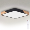 Brilagi - LED dimējamais griestu gaismeklis PILANA LED/48W/230V 3000-6500K ozols/melns 56x56 cm + tālvadība