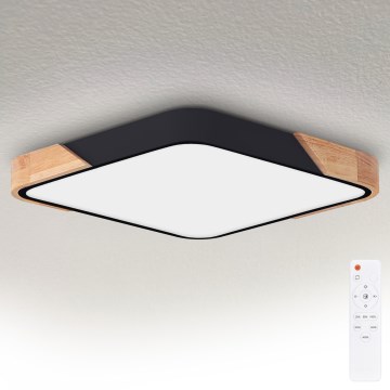 Brilagi - LED dimējamais griestu gaismeklis PILANA LED/48W/230V 3000-6500K ozols/melns 56x56 cm + tālvadība