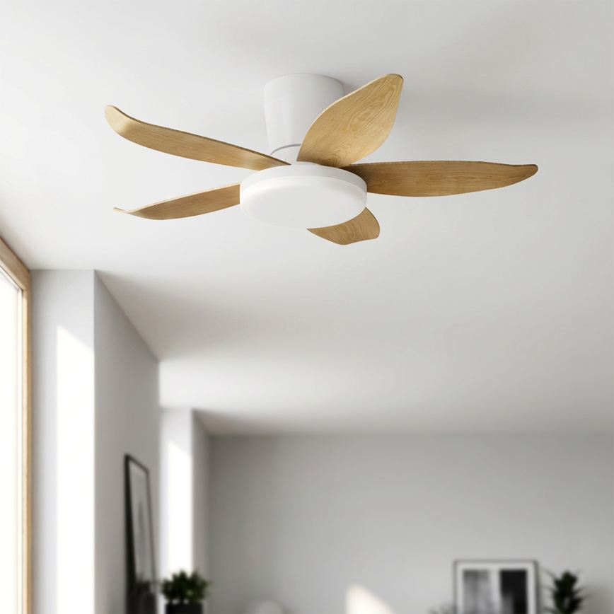 Brilagi - LED griestu ventilators ar regulējamu spilgtumu, LED/32W/230V, 3000–6500K, Ø 95 cm, balts/brūns + ar tālvadības pulti