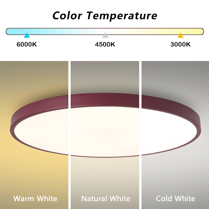 Brilagi - LED aptumšojams gaismeklis POOL SMART LED/100 W/230 V, Ø 80 cm, Wi‑Fi Tuya + tālvadības pults, burgundijas krāsā