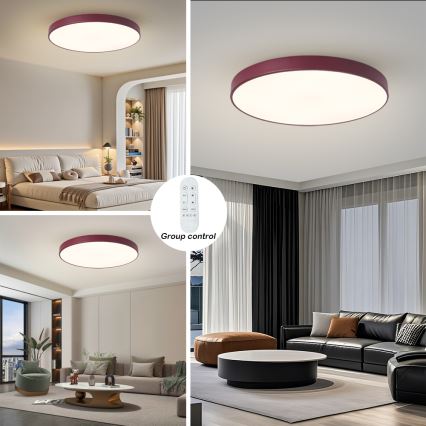 Brilagi - LED aptumšojams gaismeklis POOL SMART LED/100 W/230 V, Ø 80 cm, Wi‑Fi Tuya + tālvadības pults, burgundijas krāsā